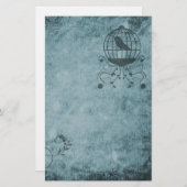 深いブルースチームパンク鳥かご文具 便箋 (正面/裏面)