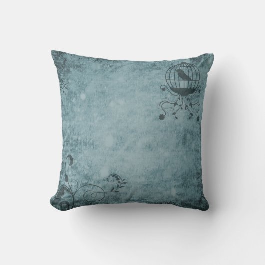深いブルースチームパンク鳥かご枕16" x 16" クッション (正面)