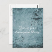 深いブルースチームパンク鳥かご葉書 ポストカード (正面/裏面)