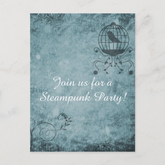 深いブルースチームパンク鳥かご葉書 ポストカード (正面)