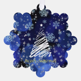 深いブルースノーフレークツリー、オーナメントまたはラベル オーナメントカード