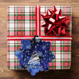 深いブルースノーフレークツリー、オーナメントまたはラベル オーナメントカード