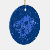深いブルーセラミックの星とがん〔占星術の〕十二宮図徴候 セラミックオーナメント (右)