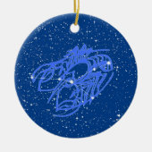 深いブルーセラミックの星とがん〔占星術の〕十二宮図徴候 セラミックオーナメント (正面)