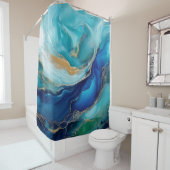 深いブルーセレニティアン抽象芸術シースケープ シャワーカーテン (インサイチュ)