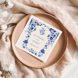 深いブルーチノワセリーヴィンテージ結婚フローラ スタンダードカクテルナプキン