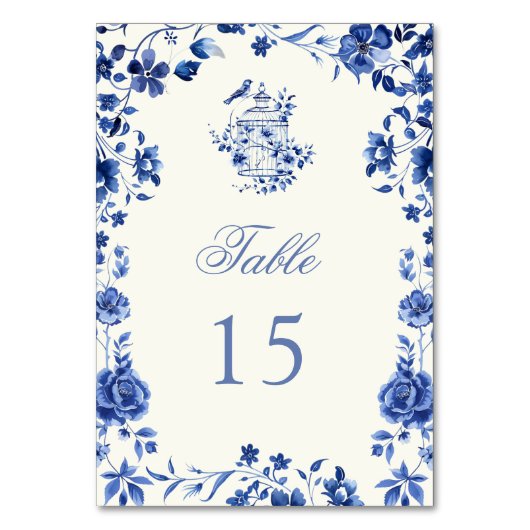 深いブルーチノワセリーヴィンテージ結婚フローラ テーブルナンバー (裏面)