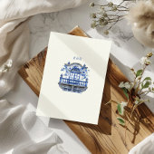 深いブルーチノワセリーヴィンテージ結婚フローラ 招待状