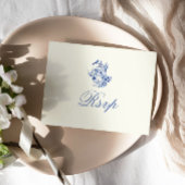 深いブルーチャイノエリーフローラRSVP食事チョイスカード 出欠カード