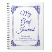 深いブルーバラクラスター縁ど悲嘆ジャーナル ノートブック (正面)