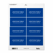 深いブルーパーソナライズされたモダンシンプルテンプレート ラベル (フルシート)