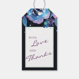 深いブルーパープルムーディトワイライト結婚フローラ ギフトタグ