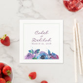 深いブルーパープルムーディトワイライト結婚フローラ スタンダードカクテルナプキン (インサイチュ)