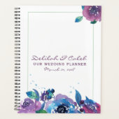 深いブルーパープルムーディトワイライト結婚フローラ プランナー手帳 (正面)