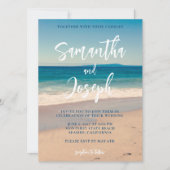 深いブルービーチ結婚写真 招待状 (正面)