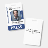 深いブルーフォト&ロゴプレスID バッジ (表裏)