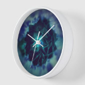 深いブルーフラワー 壁時計 (傾斜)