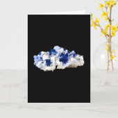 深いブルーフルオライト結晶&フレーク方解石の追加文字 カード (黄色い花)