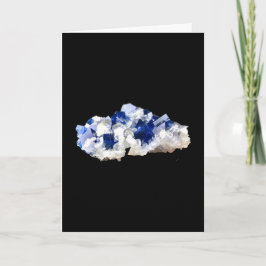 深いブルーフルオライト結晶&フレーク方解石の追加文字 カード