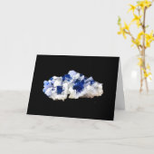 深いブルーフルオライト結晶&フレーク方解石の追加文字 カード (黄色い花)