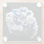 深いブルーフルオライト結晶&フレーク方解石 ガラスコースター (裏面)