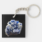 深いブルーフルオライト結晶&フレーク方解石 キーホルダー (裏面)