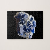 深いブルーフルオライト結晶&フレーク方解石 ジグソーパズル (横)