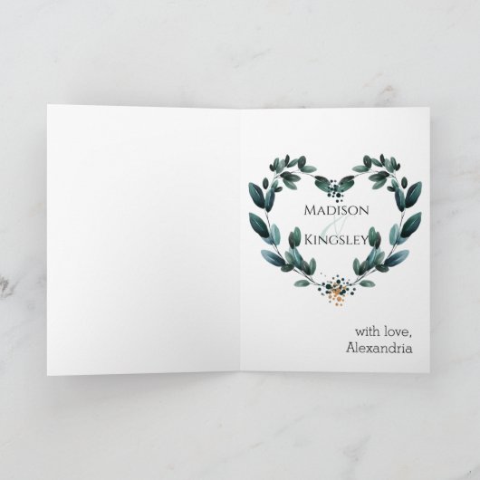 深いブルーフローラエレガント秋の結婚式 サンキューカード (内部)