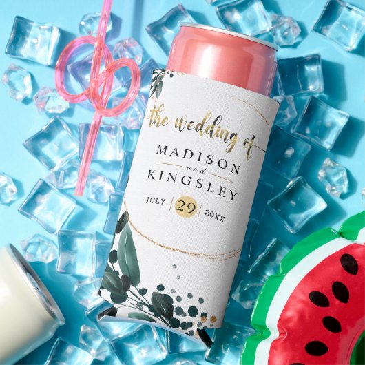 深いブルーフローラエレガント秋の結婚式 スリム缶クーラー (インサイチュ 夏)