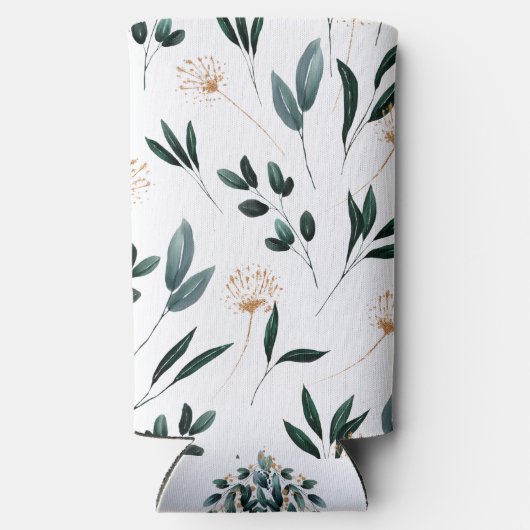 深いブルーフローラエレガント秋の結婚式 スリム缶クーラー (裏面)