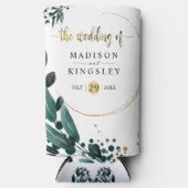 深いブルーフローラエレガント秋の結婚式 スリム缶クーラー (正面)