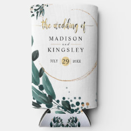 深いブルーフローラエレガント秋の結婚式 スリム缶クーラー