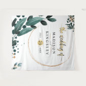 深いブルーフローラエレガント秋の結婚式 タペストリー (正面(横))