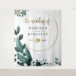 深いブルーフローラエレガント秋の結婚式 タペストリー