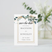 深いブルーフローラエレガント秋の結婚式 ポストカード (スタンド正面)