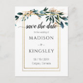 深いブルーフローラエレガント秋の結婚式 ポストカード (正面)