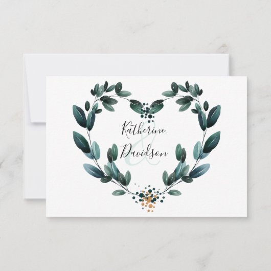 深いブルーフローラエレガント秋の結婚式 出欠カード (裏面)