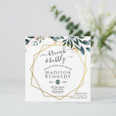 深いブルーフローラエレガント秋の結婚式 招待状 (スタンド正面)