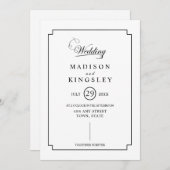 深いブルーフローラエレガント秋の結婚式 招待状 (正面/裏面)