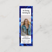 深いブルーフローラメモリアル祈りの言葉カードブックマーク コーリングカード (正面)