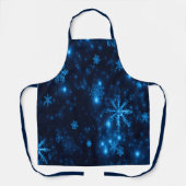 深いブルーブライトスノーフレークスホリデーズミディアム エプロン (正面)