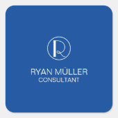 深いブループロフェッショナルプレーンエレガントモノグラム スクエアシール (正面)