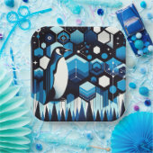 深いブルーペンギン冬の南極空のパターン ペーパープレート (パーティー)