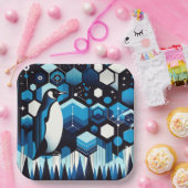 深いブルーペンギン冬の南極空のパターン ペーパープレート (パーティー)