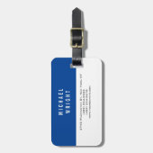 深いブルーホワイトプレーンモダンミニマシンプルリスト ラゲッジタグ (正面縦)