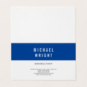 深いブルーホワイトプレーンモダンミニマシンプルリスト 名刺 (外部フラット)