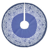 深いブルーホワイトレースエレガントヴィンテージツリースカート ブラッシュドポリエステルツリースカート (正面)