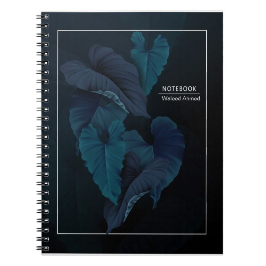 深いブルーボタニカルドリームスパイラルノート ノートブック (正面)