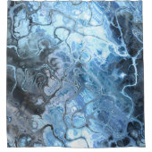 深いブルーマーブルフラクタルスタイル抽象芸術 シャワーカーテン (正面)