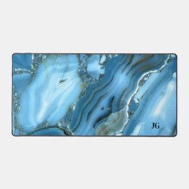 深いブルーマーブル デスクマット
